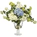 Hydrangeas and Viburnum Faux Floral Arrangement in Vase