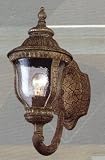 1 Light Outdoor Lantern Clear Water Glass Spanish Golden Crackle Finish