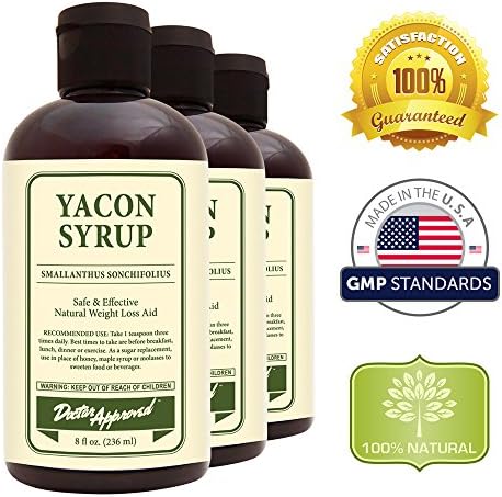 Doctor Approved Pure Yacon Syrup (3 Bottles) - Sugar Replacement and Natural Weight Loss Aid 8 OZ Each - Low Calorie Sugar and Sweetener Substitute - Appetite Suppressant, Diuretic and Weight Loss Supplement - Best Yacon Syrup