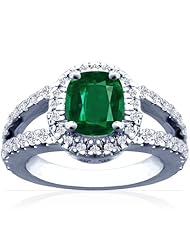 Platinum Cushion Cut Emerald Ring With Sidestones (GIA Certificate)