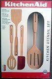 KitchenAid 4 Piece Bamboo & Empire Red Utensil Set