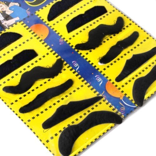 ブラック、ブラウン、グレー、ダークブラウンのつけひげ１２個セット