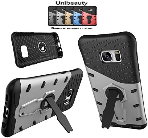 Galaxy S7 Case - Unibeauty Samsung S7 Case [Slim Armor], Hybrid Shock Absorption Scratches Resistant Rugged Dual Layer Air Cushioned Corners Case Featuring 360 Degree Rotating Kickstand, Silver