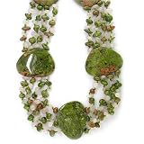 Unakite and Rose Quartz Necklace by Sajen