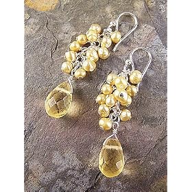 Click here to buy Sterling Silver Freshwater Pearl Cluster and Teardrop Earrings by Sosi B..