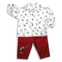 SnoPea - Newborn And Infant Boys Long Sleeve Knit Pant Set, White, Red