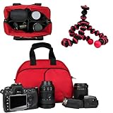 Vangoddy designed RED Medium DSLR & SLR HD Digital Camera Bag, Mythra Collection Sling For all Nikon SLR Entry Level or Professional Cameras with room for all Nikon accessories (D7000, D5100, D5000, D3100, D3000, D700, D90, D60, D40, D3S, Nikon 1 J1, DX-F