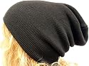 Slouch Beanie Slouchy Hat Ribbed Skull Cap Ski Snowboard Hat Black