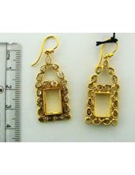 New Vintage Style 18kt Yellow Gold Diamond Pave Dangle Earrings Jewelry