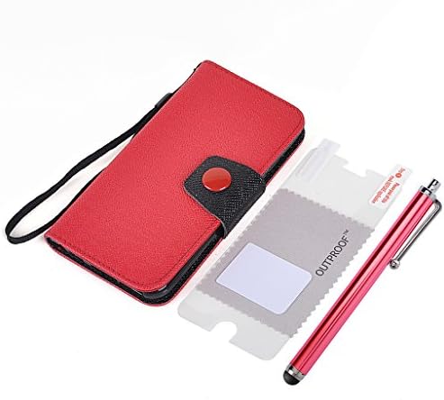 OutProof Fashion-designed Colorful Protective Built-in Slot PU Leather wallet Case for iPhone 6 4.7" (Red+Black)