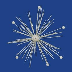 9" Winter White Glitter Sparkle Starburst Snowflake Christmas Ornament