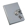 Saffiano Lock Diary, Working Key and Lock, Silver