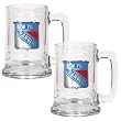 New York Rangers NHL 2pc 15oz Glass Tankard Set- Primary Logo by Great American Products