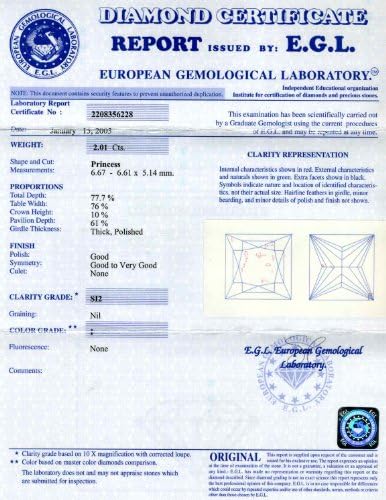 Loose Diamond 2.01 Carat Princess I SI2 EGL ISRAEL Certified