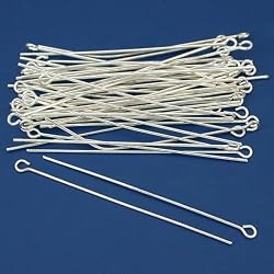 50 Real Silver Plated Open Eye Pins 21 Gauge 2 Inches