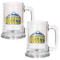 Denver Nuggets NBA 2pc 15oz Glass Tankard Set - Primary Logo by Great American Products