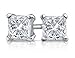 4.00 Carat 925 Sterling Silver Princess Square Cubic Zirconia Stud Earrings
