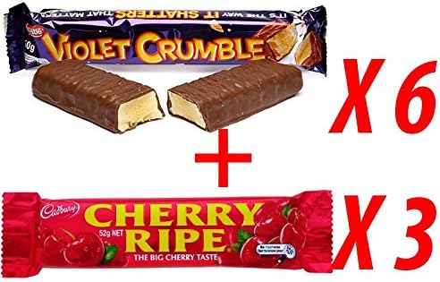 Violet Crumble (6 pack) + Cherry Ripe (3 pack) | Yogaroo Australia Gourmet Box