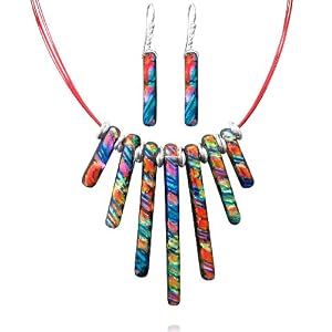 Sterling Silver Dichroic Glass Red And