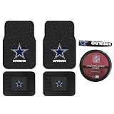 A Set of 2 Universal-Fit NFL Rubber Floor Mats, 2 Vinyl Utility Mats and a Comfort Grip Steering Wheel Cover - Dallas Cowboys A Set of 2 Universal-Fit NFL Rubber Floor Mats, 2 Vinyl Utility Mats and a Comfort Grip Steering Wheel Cover - Dallas Cowboys