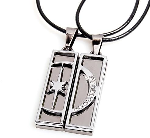 Unique Couple Jewelry 2pcs Titanium Stainless Steel Pendant Necklace Diamond Shinhwa Valentine Gift