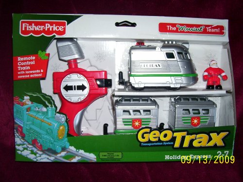 Fisher Price EXCLUSIVE Geotrax Transportation System the Merriest Team Holiday Express Remote Control Train with Santa Figure