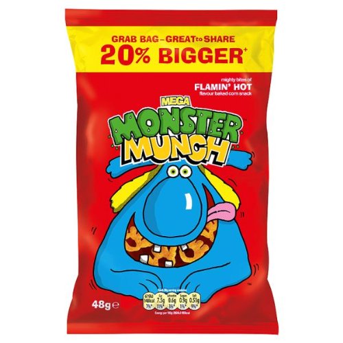 Mega Monster Munch Flamin 'Hot Geschmack Gebackene Mais Snack 48g (Packung mit 30 x 48g) Mega Monster Munch Flamin 'Hot Geschmack Gebackene Mais Snack 48g (Packung mit 30 x 48g)