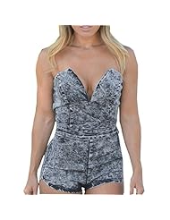 Sexy Strapless Denim Romper 