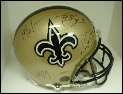 New Orleans Saints Payton/brees/ingram/colston Autographed/Hand Signed Helmet