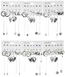 Heart and Rhinestone Polished Silver Fashion Earrings - Set of 9 Pairs (Assorted Colors Based on Availability)