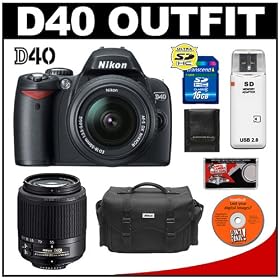 Nikon D40 Digital SLR Camera with 18-55mm AF-S II Zoom Lens + 55-200mm AF-S DX Zoom Lens + 16GB SD Card + Case + Cameta Bonus Accessory Kit