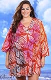 Beach Belle Fossil Leaf Plus Size Tunic Cover Up - Plus Size Swimsuit Plus Size Swimsuit