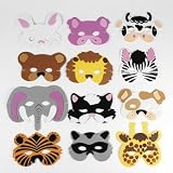 12 Asst. Kids Foam Animal Face Masks Zoo Farm Party