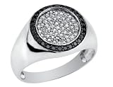 Men's Black and White Diamond Ring 1/2 Carat (ctw) in White Gold