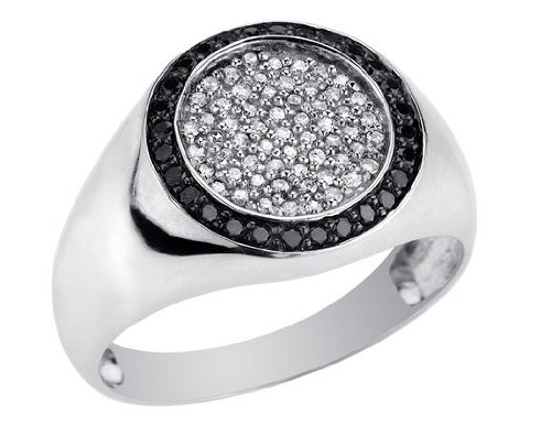 2 Carat Diamond Ring : White and Black Diamond Men's Ring 1/2 Carat (ctw) in 2 Carat Diamond Ring : White and Black Diamond Men's Ring 1/2 Carat (ctw) in