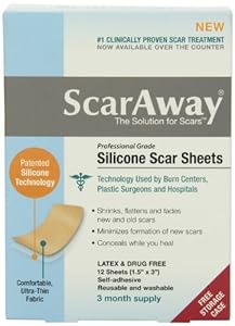 ScarAway Professional Grade Silicone Scar Treatment Sheets - Full Dr. Recommended 12 Week Supply 12 Multi-Use Patches with Free Storage Case Included