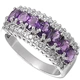 2.15ct Genuine Natural Amethyst Gemstone and Diamond 10k White Gold Ring(Last One)