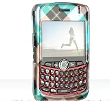 BLUE CROSS PLAID CHECKER SNAP ON HARD SKIN FACEPLATE PHONE SHIELD COVER CASE FOR BLACKBERRY CURVE 8300 8310 8330 + BELT CLIP