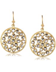 Lauren Harper Collection Milky Way 18k Gold and Rose Cut Diamond Round Earrings