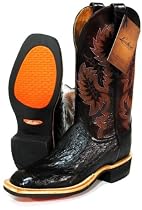 Lucchese 'C1201' Quilled Ostrich Cowboy Boots Mens - Black
