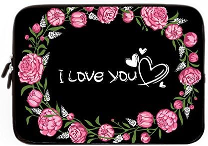 I Love You Rose Paint Ultra-Slim Compact Neoprene Padded Sleeve Case Bag for ASUS ZenBook Pro UHD 15 inch Touchscreen Laptop and other 15" 15.6"