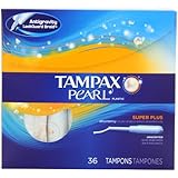 Tampax Pearl Plastic, Super Plus Absorbency, Unscented Tampons, 36 Count (Pack of 2)