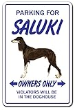 PARKING FOR SALUKI OWNERS ONLY サインボード：サルーキ オーナー専用 駐車スペース 標識 看板 MADE IN U.S.A [並行輸入品]