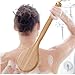 HOMEIDEAS Wooden Handle Bristle Bath Brush for Dry Skin and Body Brushing - Long, Wooden Handle, Natural Boar Bristles, Bamboo Body Spa Brush - Dry Body Brush for Cellulite, Exfoliation