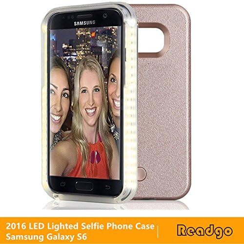 Illuminated Case for Samsung Galaxy S6 ,LED Light Up Luminous (White&amp;Yellow) Phone Case ,Great for Selfies Facetime Rechargeable Flashlight (Rose Gold)