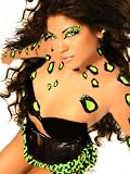 Purrr Temporary BODY ART Dancer Stripper Neon Animal Print Cat Costume Xotic Eyes