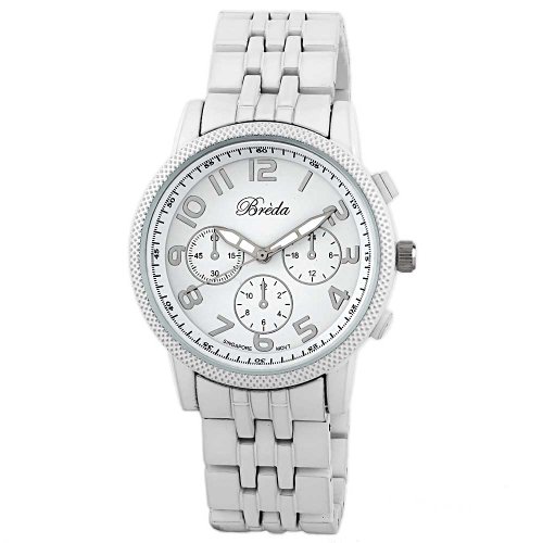 Breda Womens 2303-white "Madison" All White Metal Watch