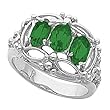 14K White Gold Tsavorite and Diamond Ring