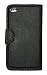 Black w/Purple Trim Leather Wallet Style Case for Apple iPod Touch 4G (4th Generation)