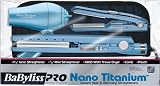 BaBylissPRO Nano Titanium Ionic Straightener + Mini Straightener + Travel Dryer + Styling Comb + Travel Pouch Limited Combo Pack